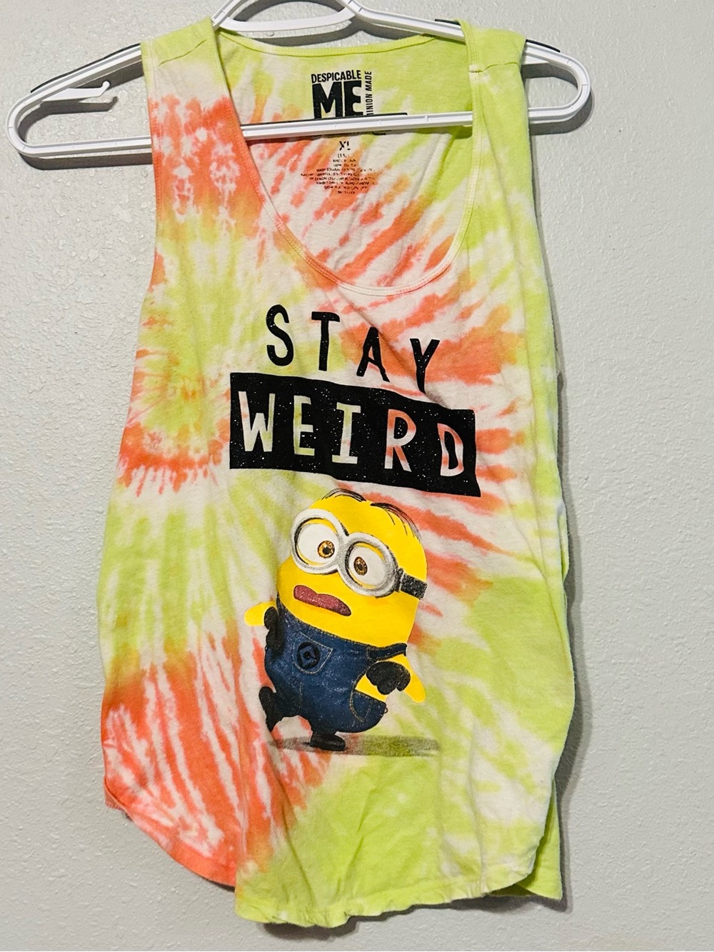Despicable Me Girl size XL Kids "Stay Weird" Tie-Dye Tank Top